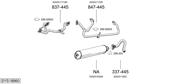 Sistema de gases de escape Vw TRANSPORTER T3 Bus