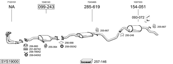 Sistema de gases de escape Ford ESCORT V Convertible