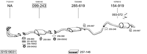 Sistema de gases de escape Ford ESCORT V Saloon