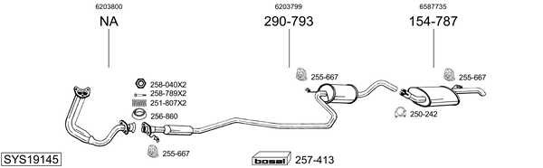 Sistema de gases de escape Ford FIESTA Hatchback Van