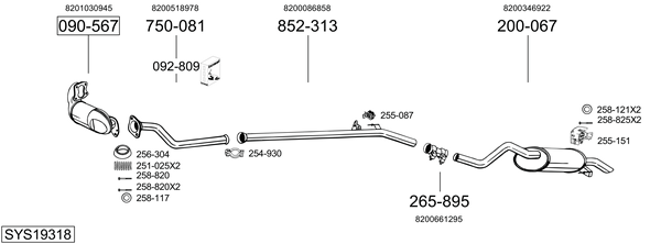 Sistema de gases de escape Renault CLIO II