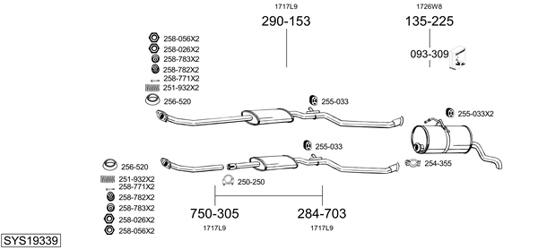 Sistema de gases de escape Peugeot PARTNER Box Body/MPV