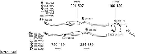 Sistema de gases de escape Peugeot PARTNER Box Body/MPV