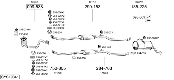 Sistema de gases de escape Peugeot PARTNER Box Body/MPV