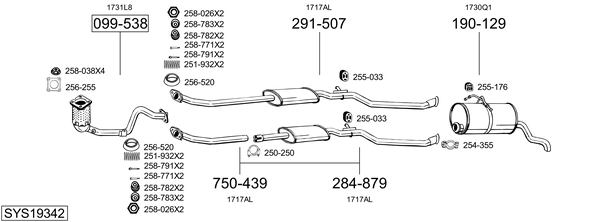 Sistema de gases de escape Peugeot PARTNER Box Body/MPV