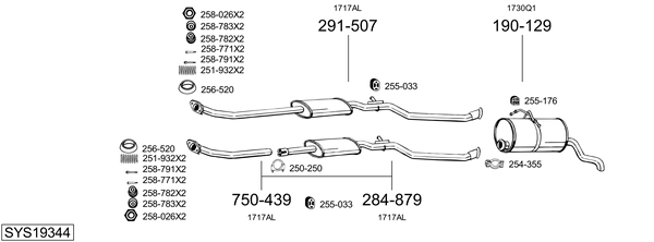 Sistema de gases de escape Peugeot PARTNER ORIGIN MPV
