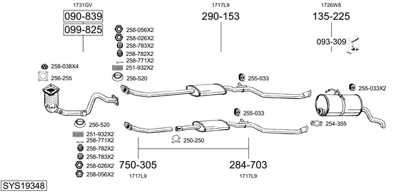 Sistema de gases de escape Peugeot PARTNER Box Body/MPV