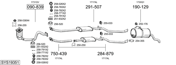 Sistema de gases de escape Peugeot PARTNER ORIGIN MPV