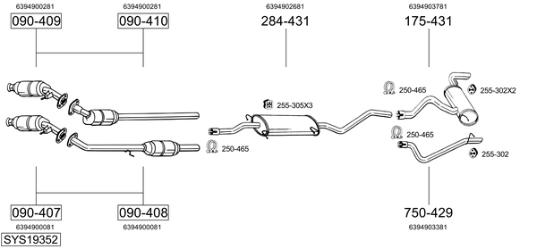 Sistema de gases de escape Mercedes-Benz VITO Bus