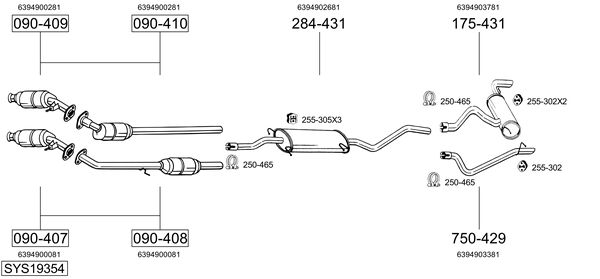 Sistema de gases de escape Mercedes-Benz VITO Bus
