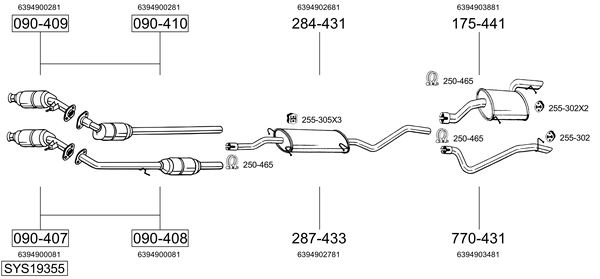 Sistema de gases de escape Mercedes-Benz VITO Bus