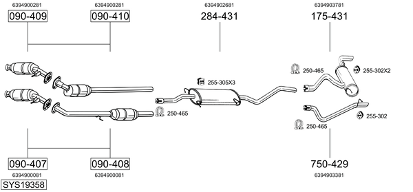 Sistema de gases de escape Mercedes-Benz VITO / MIXTO Van