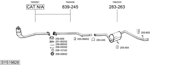 Sistema de gases de escape BOSAL SYS19828