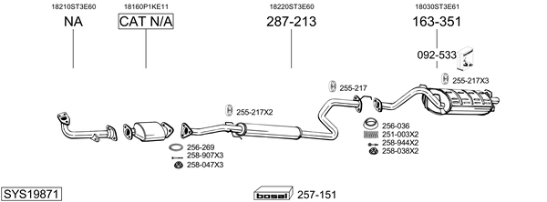 Sistema de gases de escape Honda CIVIC VI Fastback