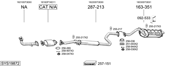 Sistema de gases de escape Honda CIVIC VI Hatchback