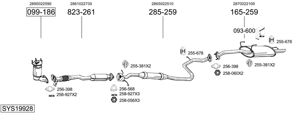 Sistema de gases de escape Hyundai ACCENT Saloon