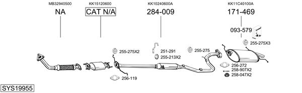 Sistema de gases de escape Kia PRIDE