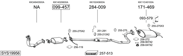 Sistema de gases de escape Kia PRIDE Van
