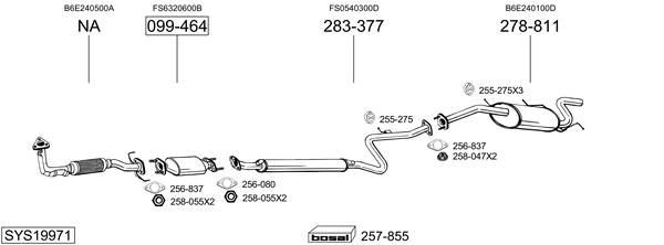 Sistema de gases de escape Mazda XEDOS 6