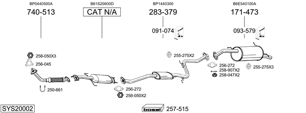 Sistema de gases de escape BOSAL SYS20002
