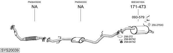 Sistema de gases de escape Mazda 323 C IV