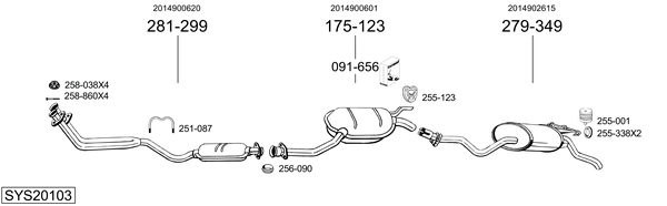 Sistema de gases de escape Mercedes-Benz 190