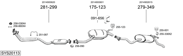 Sistema de gases de escape Mercedes-Benz 190