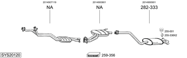 Sistema de gases de escape Mercedes-Benz 190