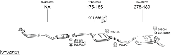 Sistema de gases de escape Mercedes-Benz 124 Saloon