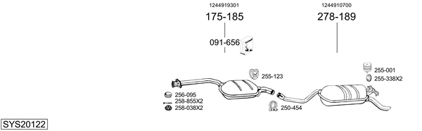 Sistema de gases de escape Mercedes-Benz 124 Saloon