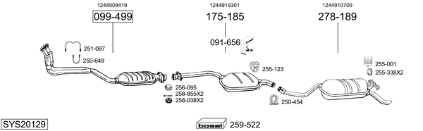 Sistema de gases de escape Mercedes-Benz 124 Saloon