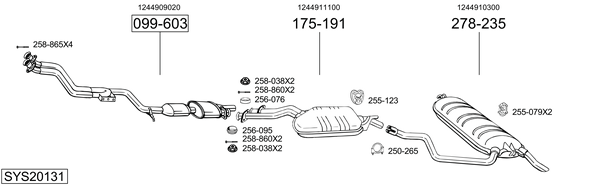 Sistema de gases de escape Mercedes-Benz 124 T-Model