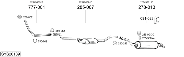 Sistema de gases de escape Mercedes-Benz 123 Saloon