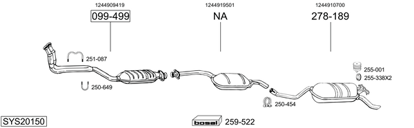 Sistema de gases de escape Mercedes-Benz 124 Coupe