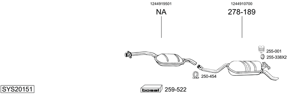 Sistema de gases de escape Mercedes-Benz 124 Coupe