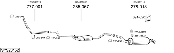 Sistema de gases de escape Mercedes-Benz 123 Saloon