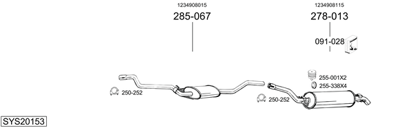 Sistema de gases de escape Mercedes-Benz 123 Saloon