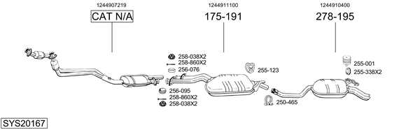 Sistema de gases de escape Mercedes-Benz 124 Saloon