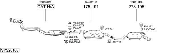 Sistema de gases de escape Mercedes-Benz 124 Saloon