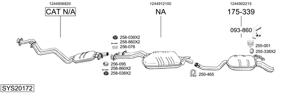 Sistema de gases de escape Mercedes-Benz 124 Saloon