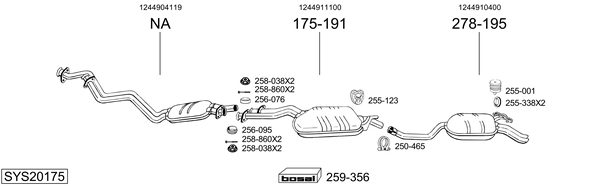 Sistema de gases de escape Mercedes-Benz 124 Saloon