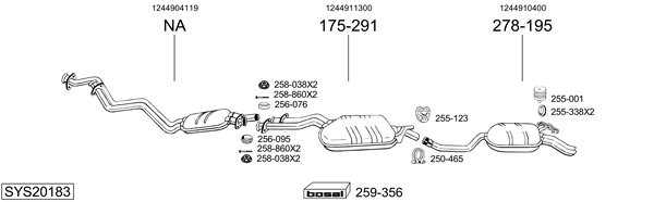 Sistema de gases de escape Mercedes-Benz 124 Coupe