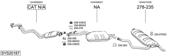 Sistema de gases de escape Mercedes-Benz 124 T-Model