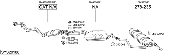 Sistema de gases de escape Mercedes-Benz 124 T-Model
