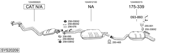 Sistema de gases de escape Mercedes-Benz 124 Saloon