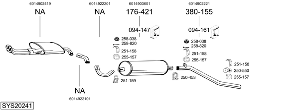 Sistema de gases de escape Mercedes-Benz T1 Bus