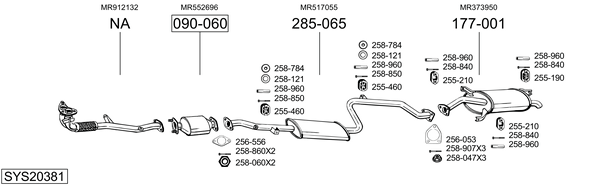 Sistema de gases de escape Mitsubishi CARISMA Saloon