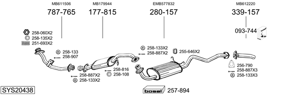 Sistema de gases de escape Mitsubishi PAJERO I Canvas Top