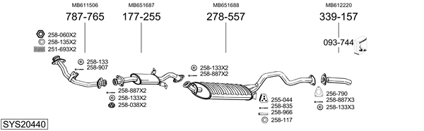 Sistema de gases de escape Mitsubishi PAJERO II Canvas Top
