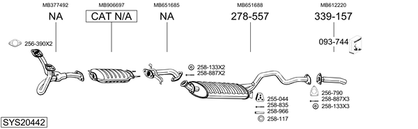Sistema de gases de escape Mitsubishi PAJERO II Canvas Top